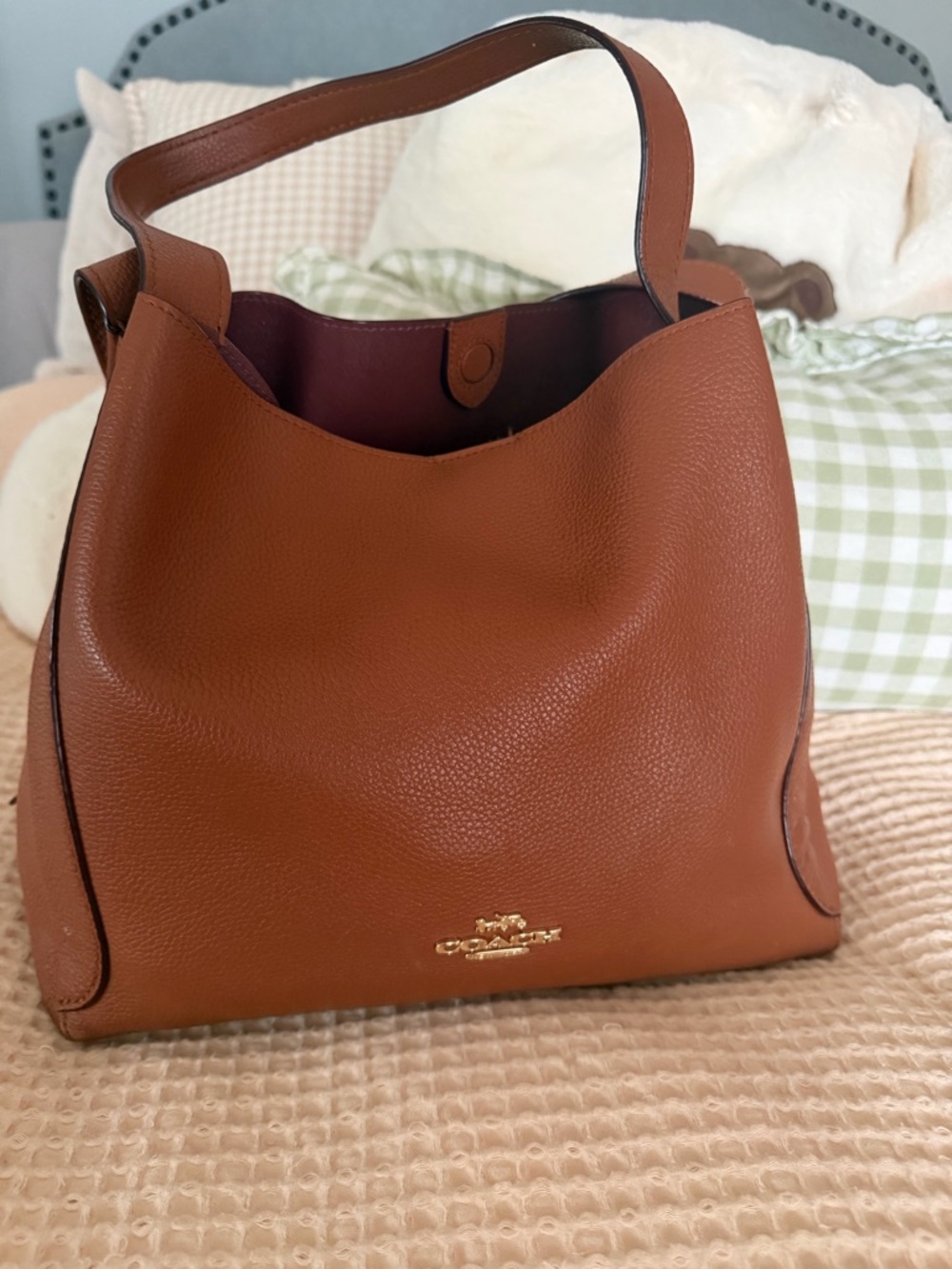 Coach Hadley hobo pebbled leather Shoulder Bag in Chestnut Brown